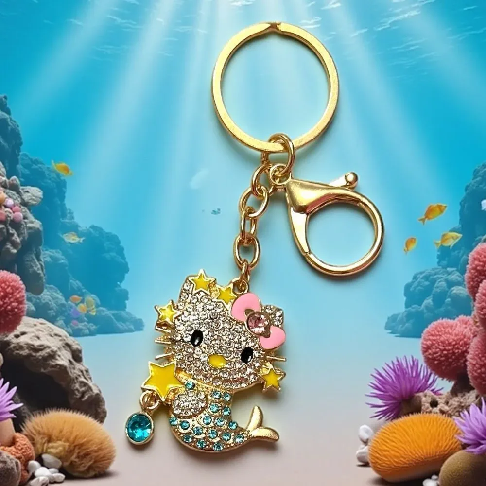 Hello Kitty Mermaid Blue Crystal Keychain Bag Charm